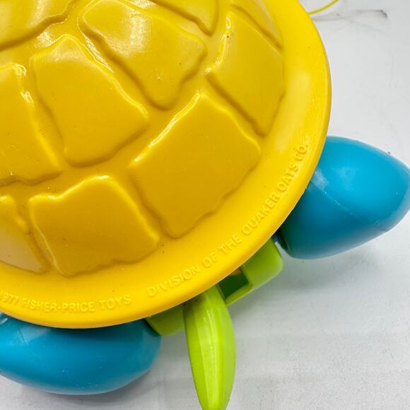 Vintage 1970s Fisher Price Tag Along Sailor Hat Turtle Pull Toy Retro - Picture 5 of 8